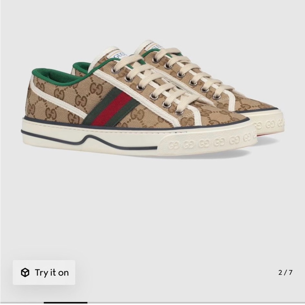 Gucci Women's Tennis 1977 Sneaker - Beige and Green - Picture 7 of 7